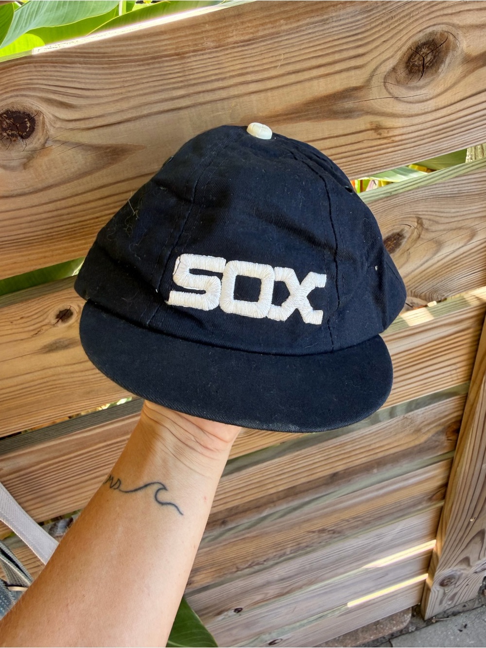 Vintage Kids Navy Black Baseball Hat with White SOX Logo